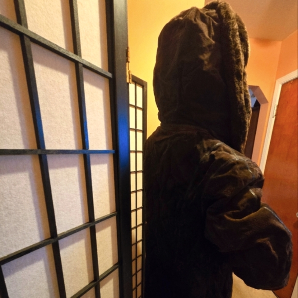 Women's Luxury suede winter hooded coat - Picture 6 of 15